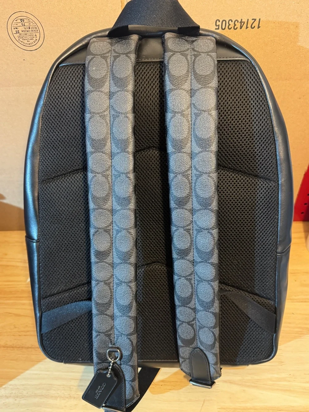 Coach Men's Black/Charcoal Signature Jacquard Backpack